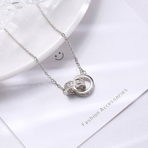 Double - circle Necklace In S925 Sterling Silver Minimalist Design - Zambeel