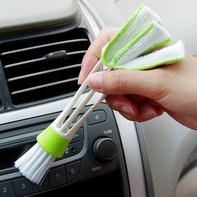 Double Head With Rag Blinds Cleaning Brush Household Dusting Brush Dashboard Keyboard Brush - Zambeel