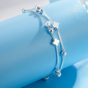 Double - layer Four - leaf Clover Round Beads Simple Bracelet Women - Zambeel
