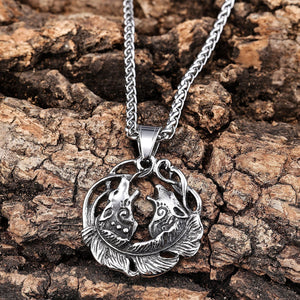 Double Wolf Head Pendant In Titanium Steel Retro And Fashionable - Zambeel