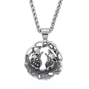 Double Wolf Head Pendant In Titanium Steel Retro And Fashionable - Zambeel