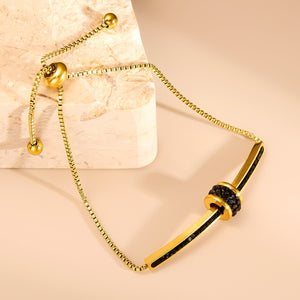 Drawable Black Diamond Small Waist Titanium Steel Bracelet - Zambeel