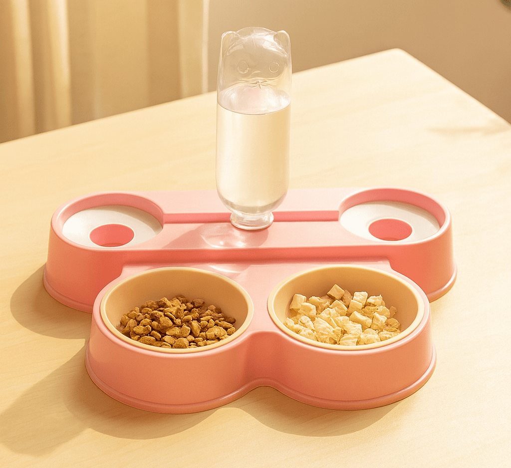 Dual Pet Feeding Bowl with Water Dispenser - Zambeel