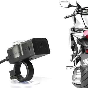 Dual USB Port 12V Waterproof Motorcycle Handlebar Charger 5V 1A / 2.1A Power Adapter Plug for Mobile Phone - Zambeel