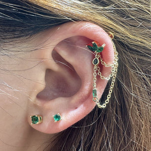 Earring Studs With Emerald Zircon A Niche, High - End Earring Set With A Luxe Vibe - Zambeel