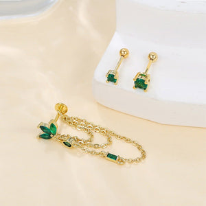 Earring Studs With Emerald Zircon A Niche, High - End Earring Set With A Luxe Vibe - Zambeel