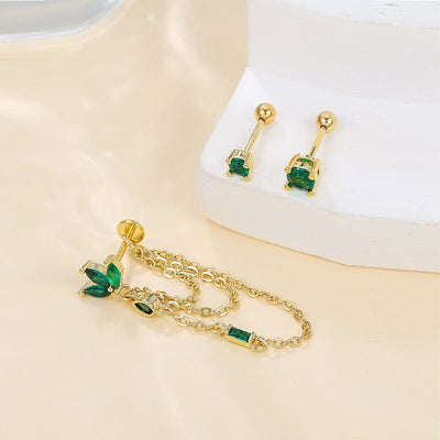 Earring Studs With Emerald Zircon A Niche, High - End Earring Set With A Luxe Vibe - Zambeel
