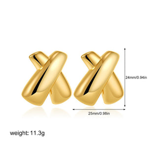Earrings Chubby Cross X - shaped Stud Earrings Simple Earrings - Zambeel