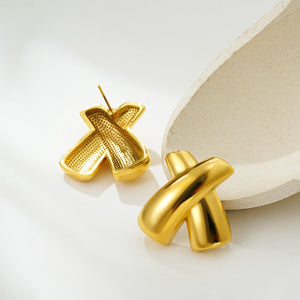 Earrings Chubby Cross X - shaped Stud Earrings Simple Earrings - Zambeel