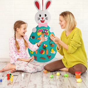 Easter Kids DIY Felt Bunny Pendants Toy with Detachable Alphabet Easter Ornament Kids Easter Gift for Home Door Wall Decoration - Zambeel