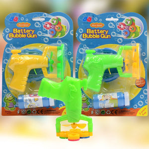 Electric Automatic Bubble Blower Maker Machine Gun with Mini Fan Kids Outdoor Sports Educational Toys - Zambeel