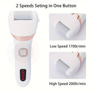 Electric Foot Grinder And Callus Remover, Electric Foot Polisher, Rechargeable Foot Washing And Pedicure Kit, Suitable For Cracked Heels And Dead Skin, With 3 Roller Heads - Zambeel