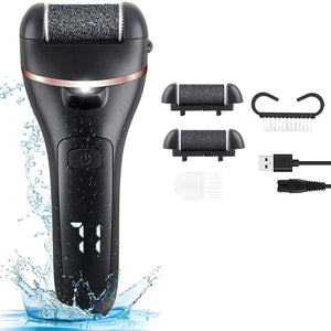 Electric Foot Grinder And Callus Remover, Electric Foot Polisher, Rechargeable Foot Washing And Pedicure Kit, Suitable For Cracked Heels And Dead Skin, With 3 Roller Heads - Zambeel