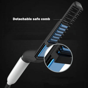 Electric Hair Straightener Brush,Men Quick Beard Straightener Styler Comb,Hair Straightening,Curly Hair Straightening Comb,Side Hair Detangling,Multifunctional Hair Curling Curler - Zambeel