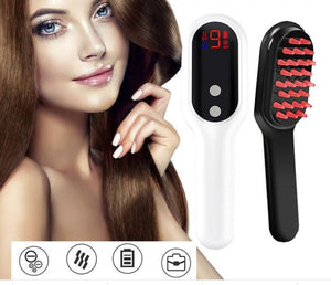 Electric Head Massager Magnetic Therapy Hair Growth Comb Blue Red Light Scalp Massage Brush Relieve Fatigue Pressure LED Display - Zambeel