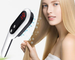 Electric Head Massager Magnetic Therapy Hair Growth Comb Blue Red Light Scalp Massage Brush Relieve Fatigue Pressure LED Display - Zambeel