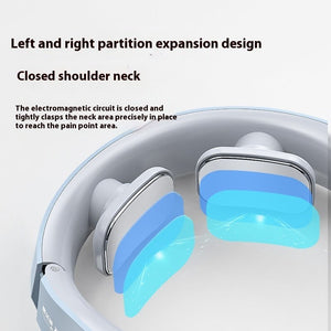 Electric Neck Massager EMS Pulse Rechargeable USB Cervical Traction Therapy Massage Stimulator Pain Relief Heating Function - Zambeel