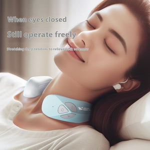 Electric Neck Massager EMS Pulse Rechargeable USB Cervical Traction Therapy Massage Stimulator Pain Relief Heating Function - Zambeel