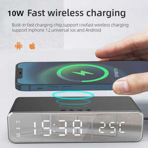 Electric Wireless Phone Charger, Clock, HD Thermometer, Mirror, Clock With Charger - Zambeel