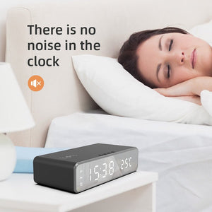 Electric Wireless Phone Charger, Clock, HD Thermometer, Mirror, Clock With Charger - Zambeel
