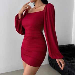 Elegant Casual Autumnwinter Dress With Long Sleeves - Zambeel