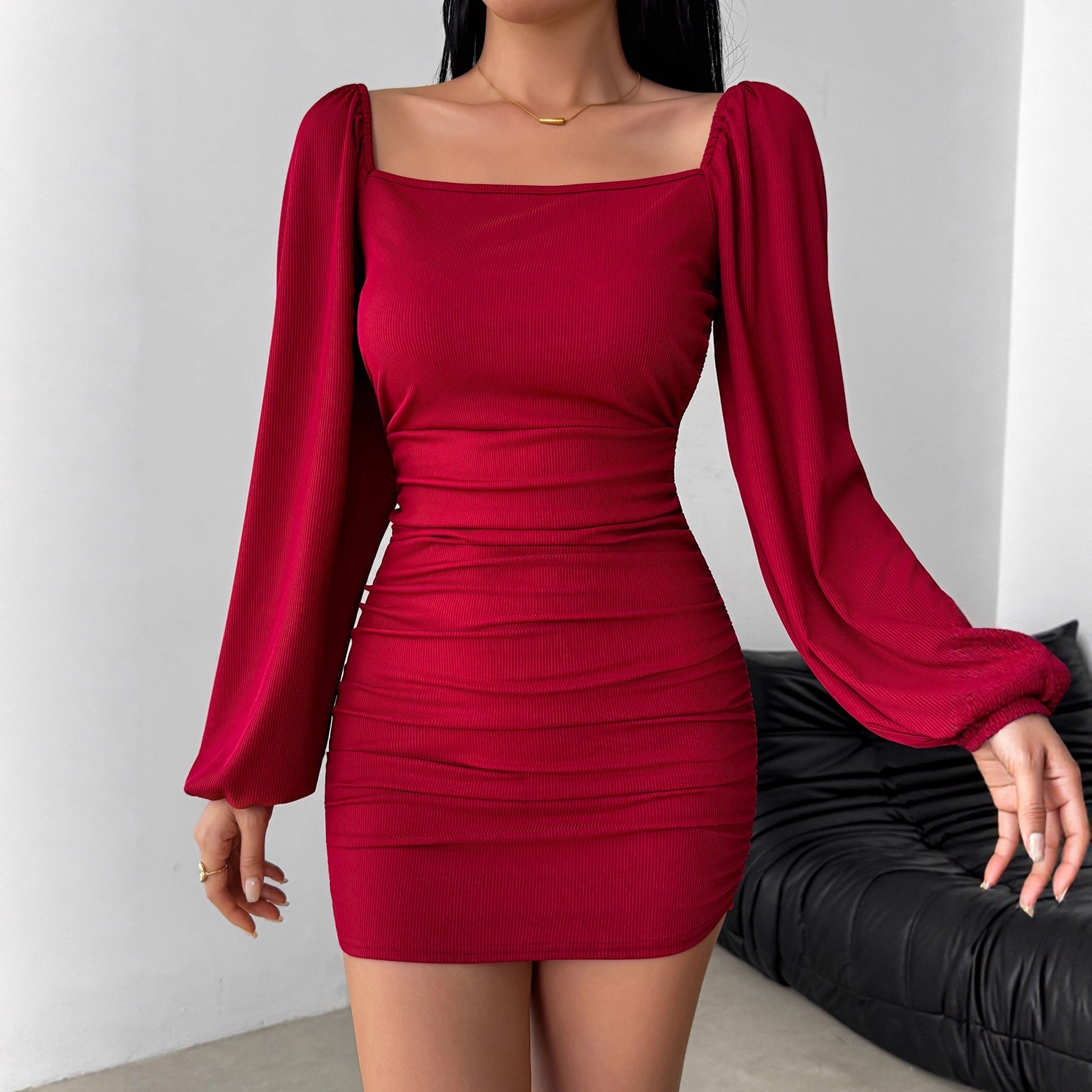 Elegant Casual Autumnwinter Dress With Long Sleeves - Zambeel