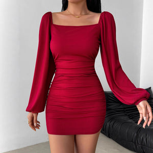 Elegant Casual Autumnwinter Dress With Long Sleeves - Zambeel