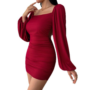 Elegant Casual Autumnwinter Dress With Long Sleeves - Zambeel