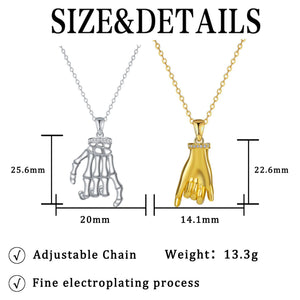 Elegant DesignerStyle HandinHand Couple Necklace Set - Zambeel