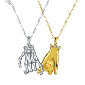 Elegant DesignerStyle HandinHand Couple Necklace Set - Zambeel