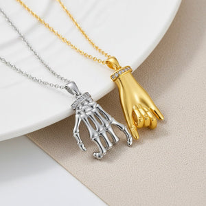 Elegant DesignerStyle HandinHand Couple Necklace Set - Zambeel