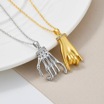 Elegant DesignerStyle HandinHand Couple Necklace Set - Zambeel