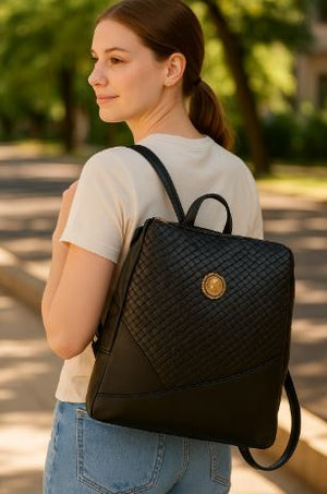 Elegant Faux - Leather Backpack - Zambeel