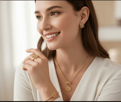 Elegant Filigree Flower Jewelry Set - Zambeel