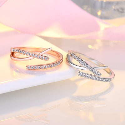 Elegant Micro Rhinestone Cross Ring Personality - Zambeel