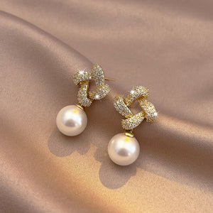 Elegant Niche Square Pearl Stud Earrings For Women - Zambeel