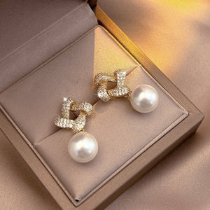 Elegant Niche Square Pearl Stud Earrings For Women - Zambeel