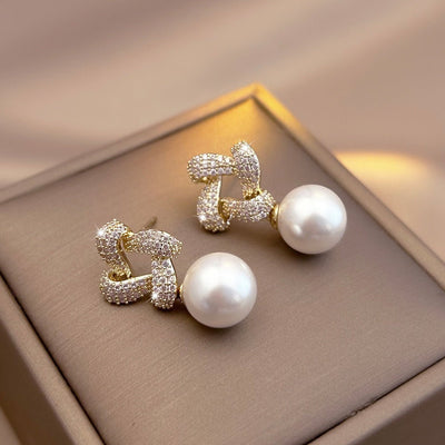 Elegant Niche Square Pearl Stud Earrings For Women - Zambeel