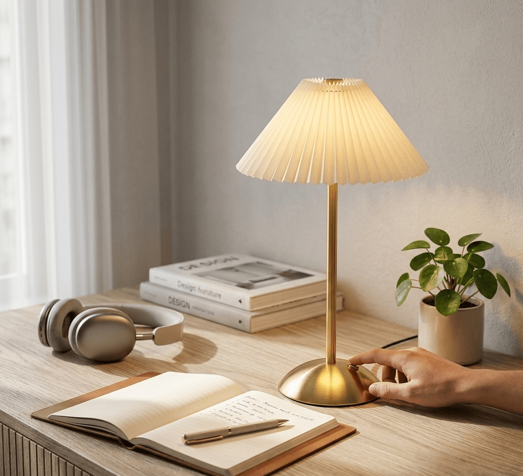 Elegant Pleated LED Desk Lamp - Zambeel