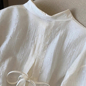 Elegant Solid - Color Crepe Loose - Fit Shirt Cardigan Women's Top - Zambeel