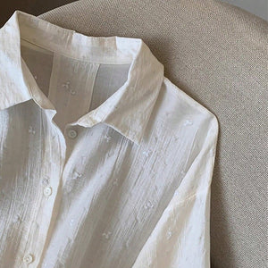 Elegant Solid - Color Crepe Loose - Fit Shirt Cardigan Women's Top - Zambeel