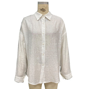 Elegant Solid - Color Crepe Loose - Fit Shirt Cardigan Women's Top - Zambeel