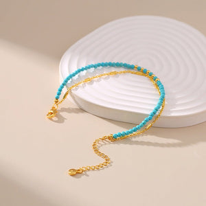 Elegant Turquoise Ethnic - style Bracelet With 18K Gold Plating - Zambeel