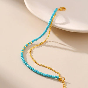 Elegant Turquoise Ethnic - style Bracelet With 18K Gold Plating - Zambeel