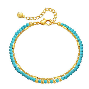 Elegant Turquoise Ethnic - style Bracelet With 18K Gold Plating - Zambeel