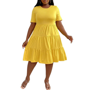 Elegant Yellow Dress SpringSummer New Arrival Loose Slimming Midi Dress - Zambeel