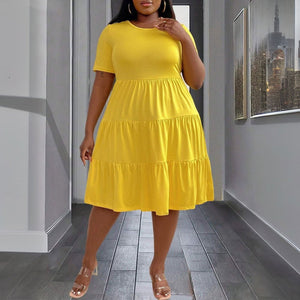 Elegant Yellow Dress SpringSummer New Arrival Loose Slimming Midi Dress - Zambeel
