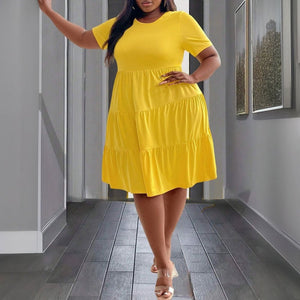 Elegant Yellow Dress SpringSummer New Arrival Loose Slimming Midi Dress - Zambeel