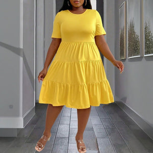 Elegant Yellow Dress SpringSummer New Arrival Loose Slimming Midi Dress - Zambeel