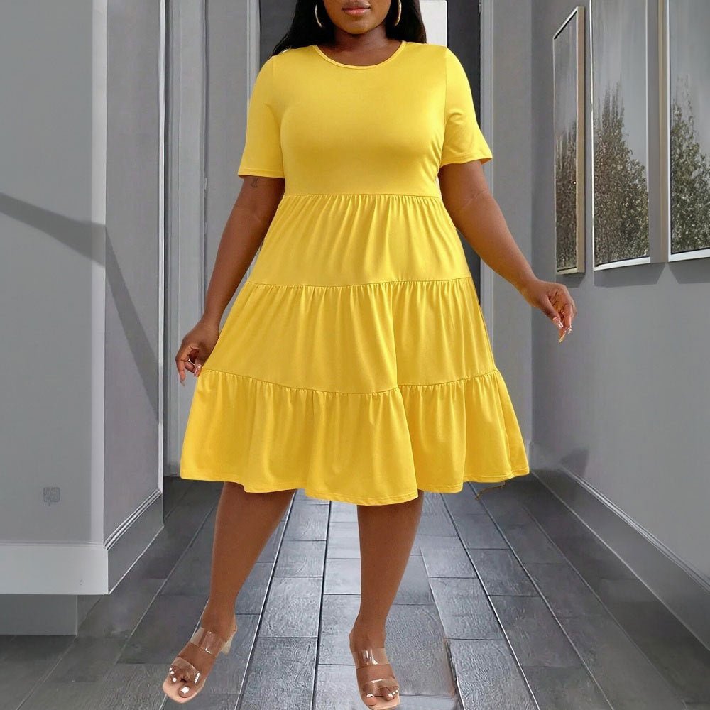 Elegant Yellow Dress SpringSummer New Arrival Loose Slimming Midi Dress - Zambeel